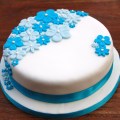 blue flower birthday cake