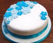 blue flower birthday cake