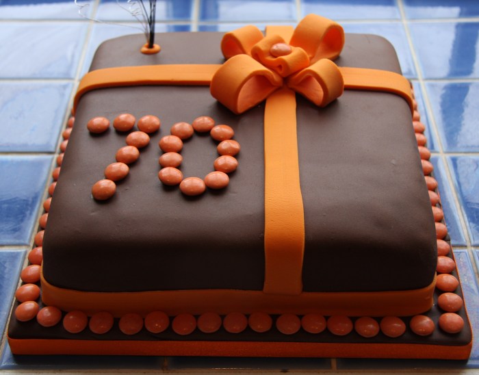smartie 70th chocolate birthday cake