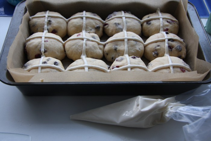 chocolate cranberry hot cross buns
