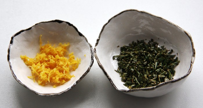 lemon zest and chopped rosemary