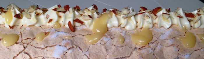 lemon almond meringue roulade