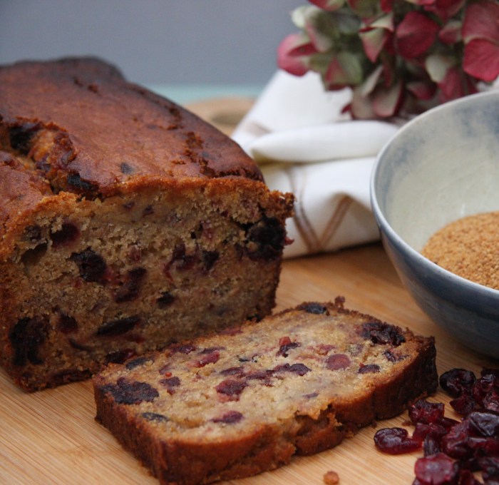 banana cranberry coconut sugar loaf