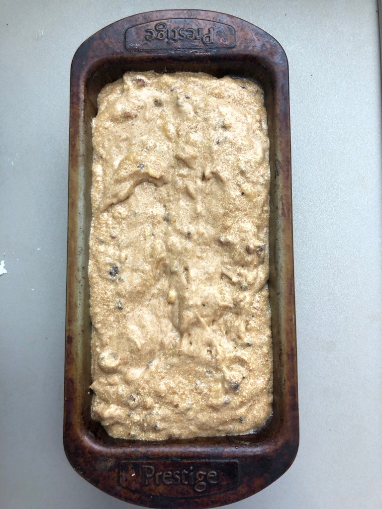 sourdough starter banana loaf ready to bake