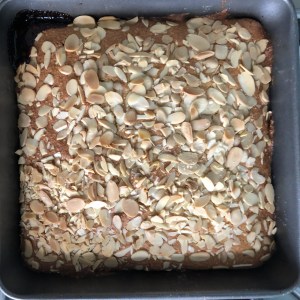 Damson bakewell tart just out of the oven